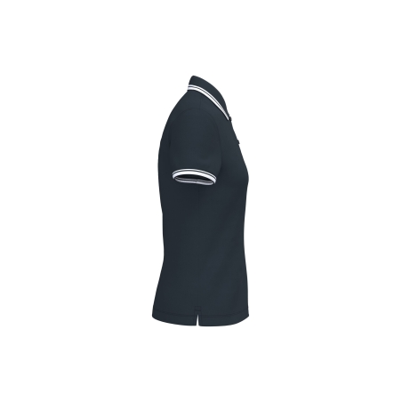 Polo Femme Manches Courtes Liserés Contrastés Marine / Blanc Kariban – vue 3