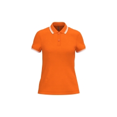 Polo Femme Manches Courtes Liserés Contrastés Orange / Blanc Kariban