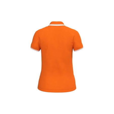 Polo Femme Manches Courtes Liserés Contrastés Orange / Blanc Kariban – vue 2