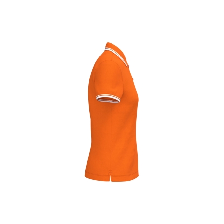 Polo Femme Manches Courtes Liserés Contrastés Orange / Blanc Kariban – vue 3