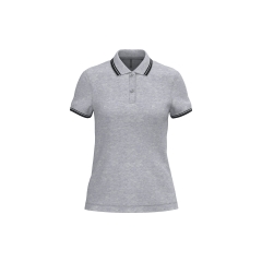 Polo Femme Manches Courtes Liserés Contrastés Gris Oxford / Noir – Kariban