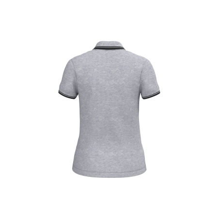 Polo Femme Manches Courtes Liserés Contrastés Gris Oxford / Noir – Kariban – vue 2