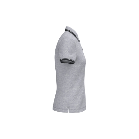Polo Femme Manches Courtes Liserés Contrastés Gris Oxford / Noir – Kariban – vue 3