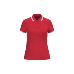 Polo Femme Manches Courtes Liserés Contrastés Rouge / Blanc Kariban