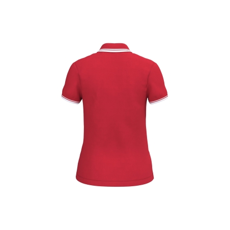 Polo Femme Manches Courtes Liserés Contrastés Rouge / Blanc Kariban – vue 2