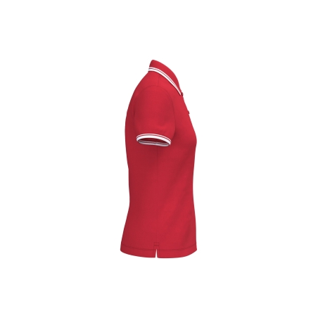 Polo Femme Manches Courtes Liserés Contrastés Rouge / Blanc Kariban – vue 3