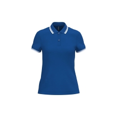 Polo Femme Manches Courtes Liserés Contrastés Bleu royal / Blanc Kariban
