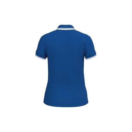 Polo Femme Manches Courtes Liserés Contrastés Bleu royal / Blanc Kariban – vue 2