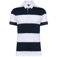 Polo Rugby Rayé Manches Courtes Marine / Blanc rayé Kariban – Unisexe