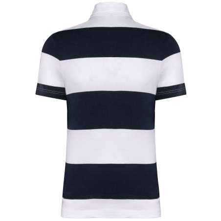 Polo Rugby Rayé Manches Courtes Marine / Blanc rayé Kariban – Unisexe – vue 2