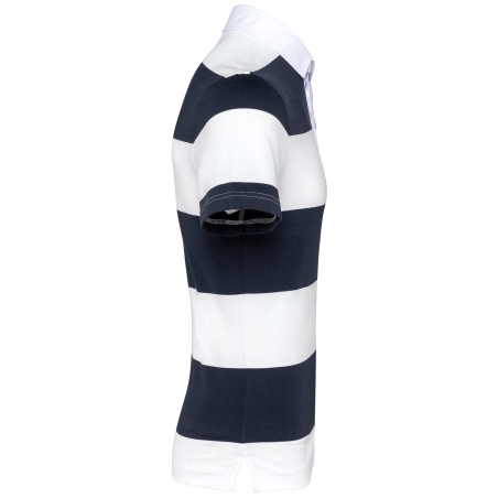 Polo Rugby Rayé Manches Courtes Marine / Blanc rayé Kariban – Unisexe – vue 3
