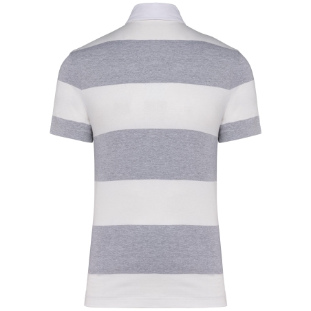 Polo rugby rayé manches courtes unisexe blanc Kariban – vue 2