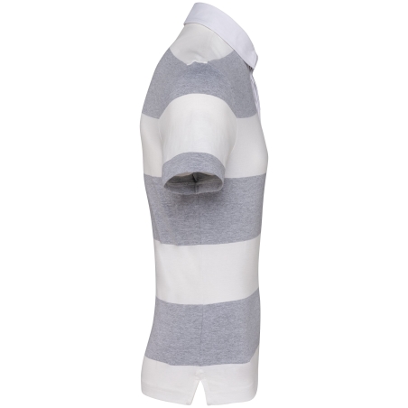 Polo rugby rayé manches courtes unisexe blanc Kariban – vue 3