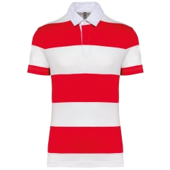 Polo Rugby Rayé Manches Courtes Rouge / Blanc rayé Kariban – Unisexe