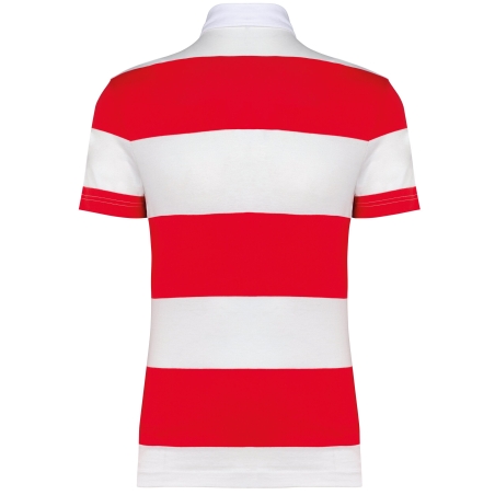Polo Rugby Rayé Manches Courtes Rouge / Blanc rayé Kariban – Unisexe – vue 2