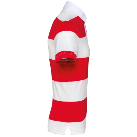 Polo Rugby Rayé Manches Courtes Rouge / Blanc rayé Kariban – Unisexe – vue 3