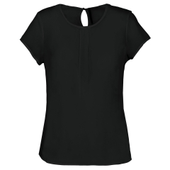 Blouse crêpe manches courtes femme Kariban – Noir