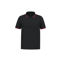 Polo Homme Noir Liserés Rouges Contrastés Kariban
