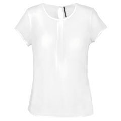 Blouse crêpe manches courtes femme Blanc Kariban
