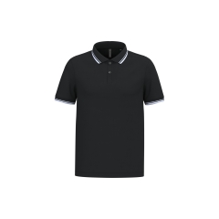 Polo Homme Manches Courtes Liserés Contrastés Noir | Kariban