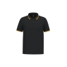 Polo Homme Noir Liserés Jaunes Manches Courtes Kariban