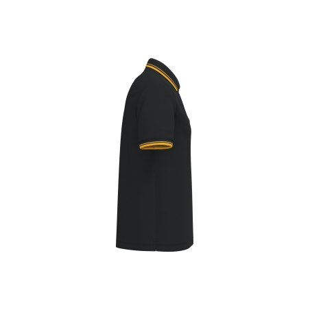 Polo Homme Noir Liserés Jaunes Manches Courtes Kariban – vue 3
