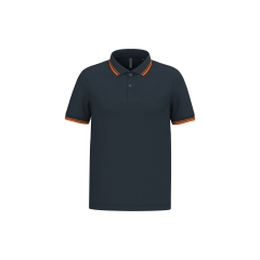 Polo Homme Manches Courtes Liserés Contrastés Orange Kariban