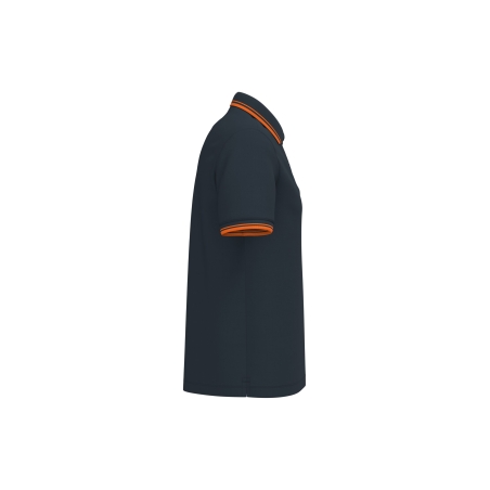 Polo Homme Manches Courtes Liserés Contrastés Orange Kariban – vue 3