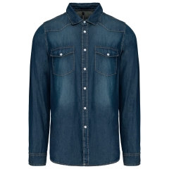 Chemise denim manches longues Bleu Jean Kariban