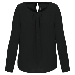 Chemise crêpe manches longues femme noire – Kariban