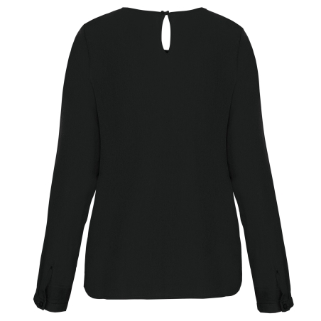 Chemise crêpe manches longues femme noire – Kariban – vue 2
