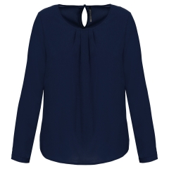 Blouse crêpe manches longues femme Bleu Deep Sea Blue Kariban