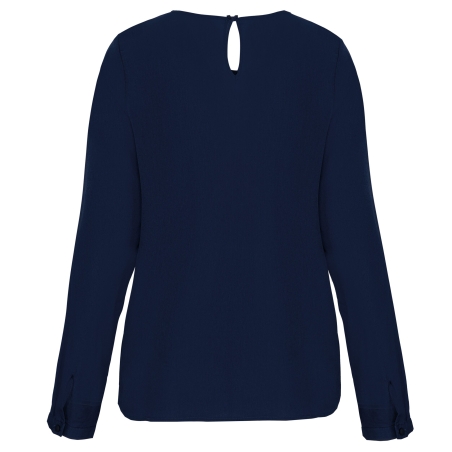Blouse crêpe manches longues femme Bleu Deep Sea Blue Kariban – vue 2