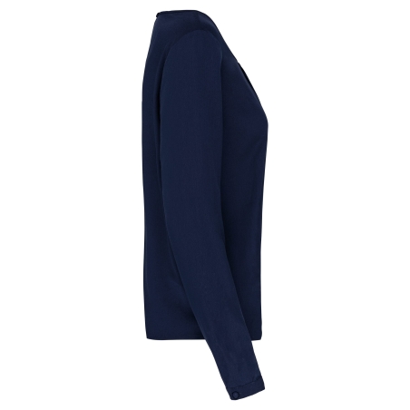 Blouse crêpe manches longues femme Bleu Deep Sea Blue Kariban – vue 3