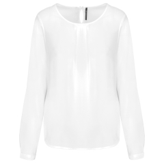 Blouse crêpe manches longues femme blanc cassé – Kariban