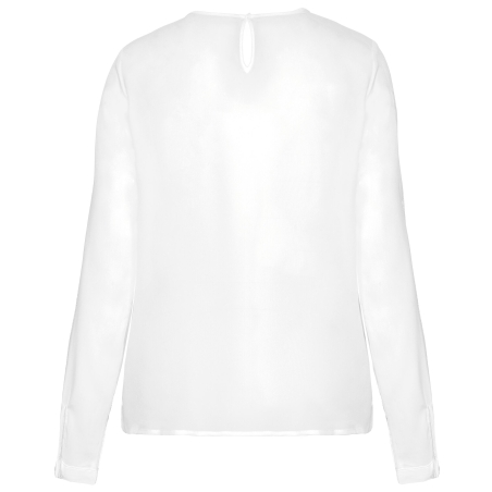 Blouse crêpe manches longues femme blanc cassé – Kariban – vue 2