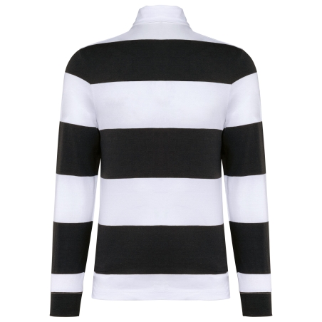 Polo rugby rayé manches longues unisexe Kariban – Noir – vue 2