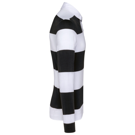 Polo rugby rayé manches longues unisexe Kariban – Noir – vue 3