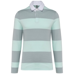 Polo rugby rayé manches longues unisexe Kariban – Coloris Gris