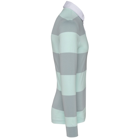 Polo rugby rayé manches longues unisexe Kariban – Coloris Gris – vue 3