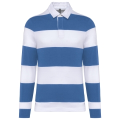 Polo rugby rayé manches longues unisexe blanc Kariban