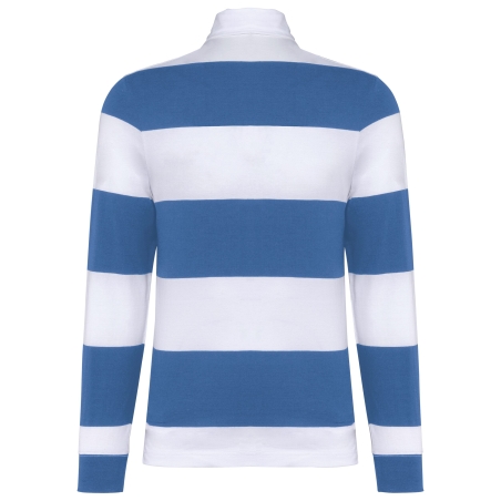 Polo rugby rayé manches longues unisexe blanc Kariban – vue 2