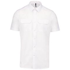 Chemise Pilote Manches Courtes Homme Blanc – Kariban