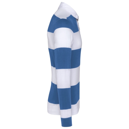 Polo rugby rayé manches longues unisexe blanc Kariban – vue 3
