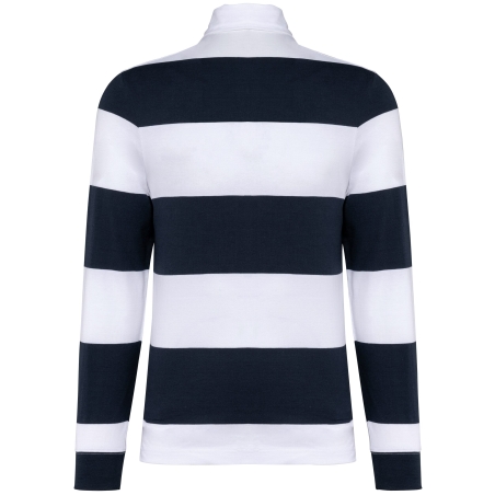 Polo Rugby Rayé Manches Longues Kariban – Blanc Navy Stripes – vue 2