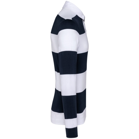 Polo Rugby Rayé Manches Longues Kariban – Blanc Navy Stripes – vue 3