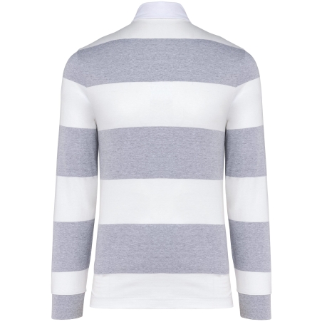 Polo Rugby Rayé Manches Longues Kariban – Blanc (Oxford Grey/White Stripes) – vue 2