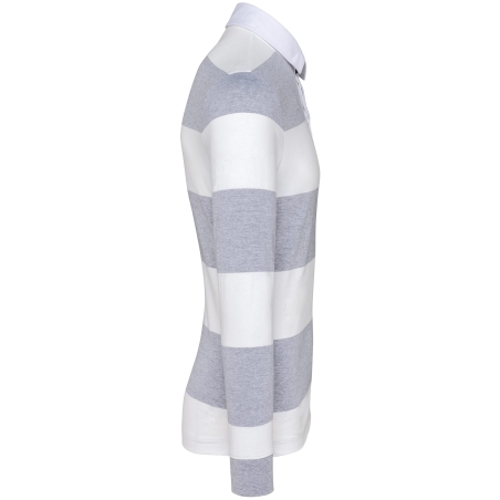 Polo Rugby Rayé Manches Longues Kariban – Blanc (Oxford Grey/White Stripes) – vue 3