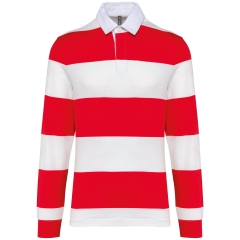 Polo Rugby Rayé Manches Longues Blanc Kariban – Unisexe