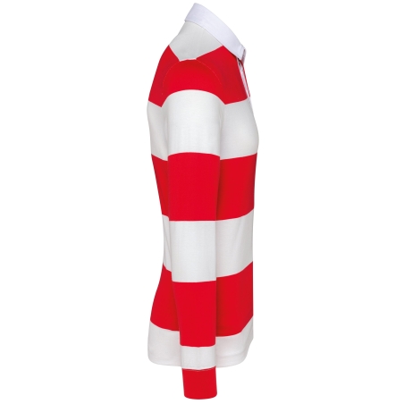 Polo Rugby Rayé Manches Longues Blanc Kariban – Unisexe – vue 3